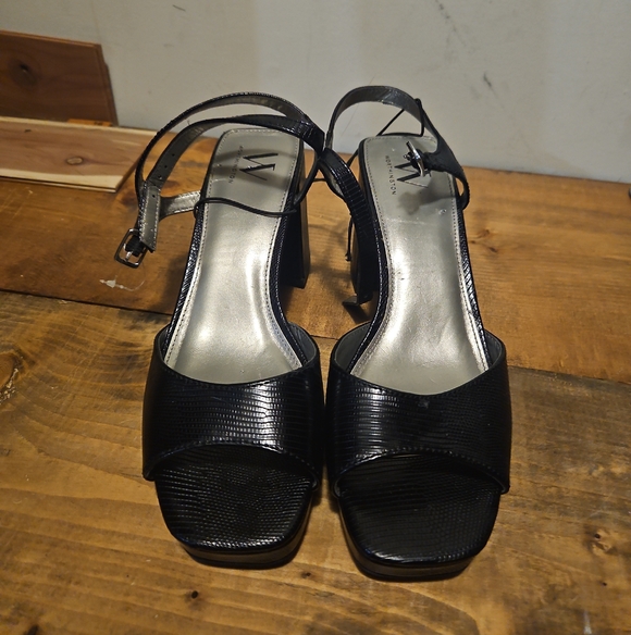 Worthington Shoes - Worthington Black Textured Block Heel Sandals